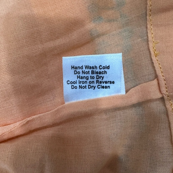 Embroidered Orange Midi Tank Dress with Turquoise Detail Linen Size 4 Small - Picture 8 of 10